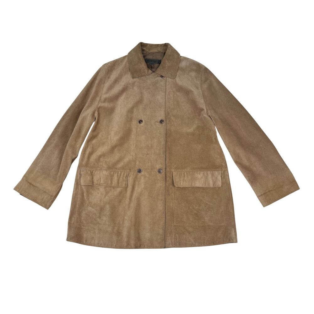 Country Road Tan Suede Jacket Double Breasted Western Leather Coat Sz Medium